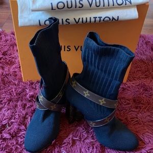 Louis Vuitton monogram cloth silhouette ankle boot